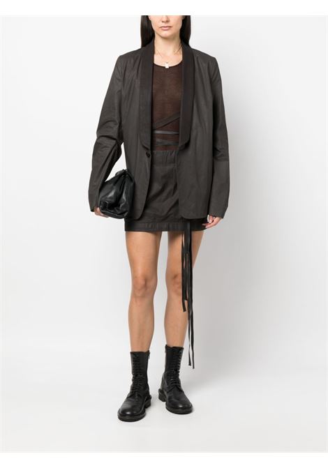 Dark brown oversized waxed single-breasted blazer - women ANN DEMEULEMEESTER | 2301WJAL33FA252068